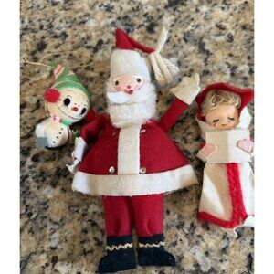 Vintage Felt Christmas Ornaments Japan Set Of 3